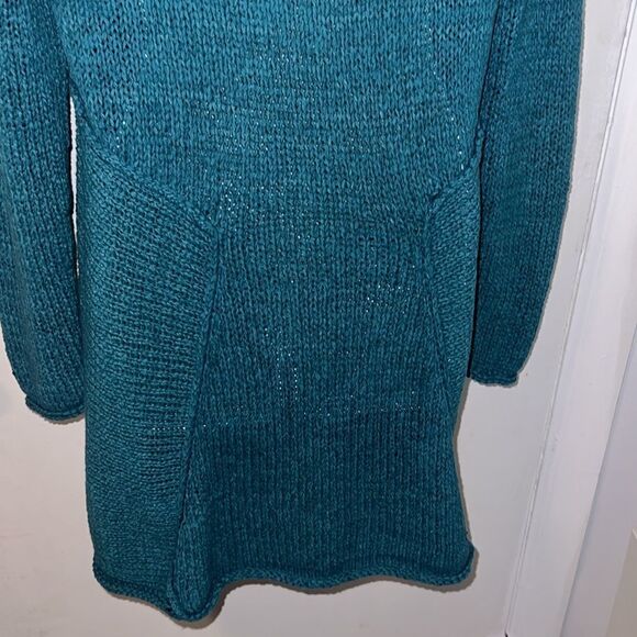 ANTHROPOLOGIE PURE HANDKNIT Teal knit Cowl Neck Sweater Dress-M/L - Picture 6 of 8